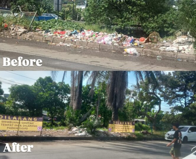 
 TPS liar didepan Puskesmas Neglasari Dibersihkan dan Dilakukan Pemasangan Spanduk Larangan Membuang Sampah lagi Dilokasi Tersebut. Foto: TangerangPos 
