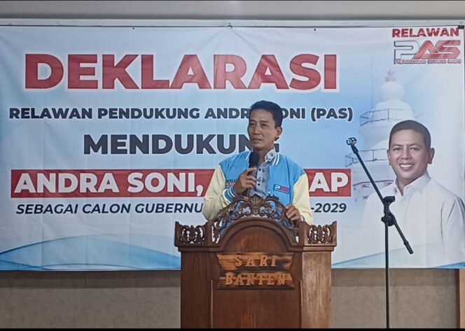 
 Ketua BAPPILU DPD Gerindra Provinsi Banten, H. Oong Syahroni saat Deklarasi Pendukung Andra Soni (PAS) Foto: Ist