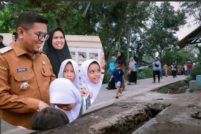 
 Gubernur Banten Andra Soni saat meninjau ruas jalan desa Mejau Mekarwangi Kabupaten Pandeglang. Foto: Awal Rijal 